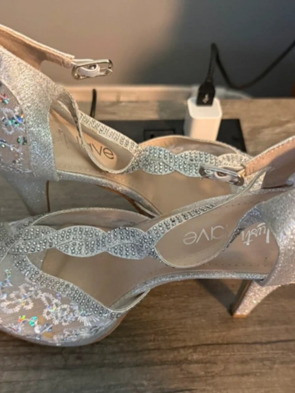 Silver Sequin Heels